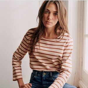Sezane Colette Marinière Ecru / Camel - Size S
